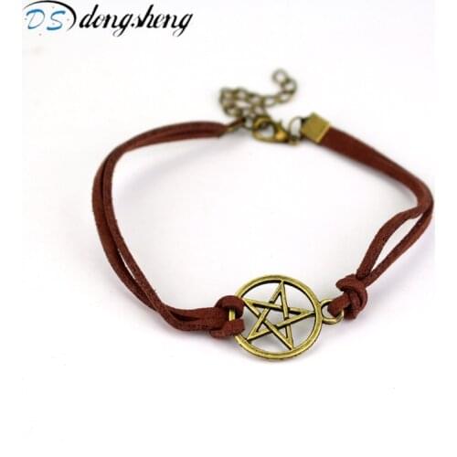 DongshengAntique Bronze Vintage Supernatural Star Rope Leather Bracelets Handmade Women Charm Supernatural Bracelet for Women-30