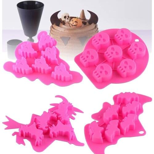 Halloween Mold Witch Bone Ghost Bat Silicone Chocolate Mold Flexible Halloween Cake Mould Candy Soap Molds Cake Decorating Tools