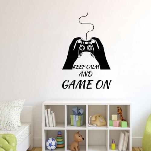 Keep Calm Game On For Child Room Quote Art Decals Mural Vinyl Art Decal Gaming Removable Wall FY-60