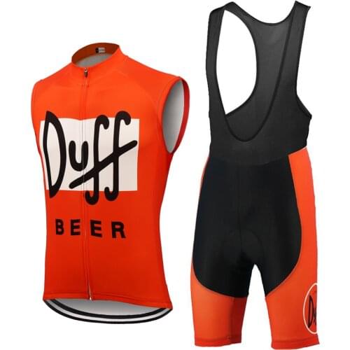 Duff Beer Sleeveless Cycling Jersey Set Ropa Ciclismo Hombre Vest Bike Jersey Set Mtb Cycling clothing Bib shorts 9D Gel Pad