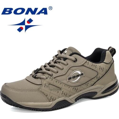BONA 2020 New Designers Casual Shoes Men Lace up Flat Shoes Man Vulcanized Shoes Tennis Shoes Mansculino Jogging Walking Shoes
