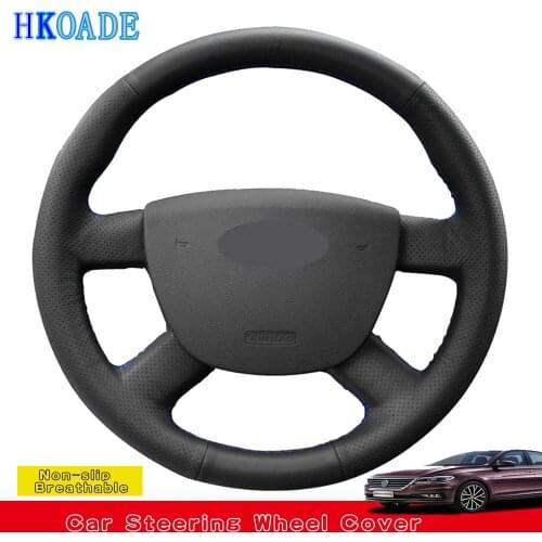 DIY Non-slip Stylish Genuine Leather Steering Wheel Cover For Ford Kuga 2008-2011 C-MAX 2007-2010 Transit Focus 2 2005-2011