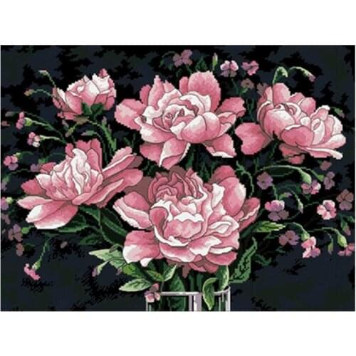 Pink peony patterns Counted Cross Stitch 11CT 14CT DIY Chinese Cross Stitch Kits Embroidery Needlework Sets home decor