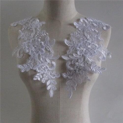 White lace fabric chest applique embroidery DIY clothing craft supplies sewing womens blouse decoration fake collar accessories