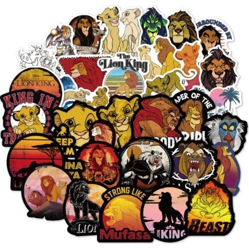 50Pcs The Lion king Stickers Simba TIMON PUMBAA Graffiti Disney waterproof Sticker for Kids on Laptop Skateboard Suitcase Bike