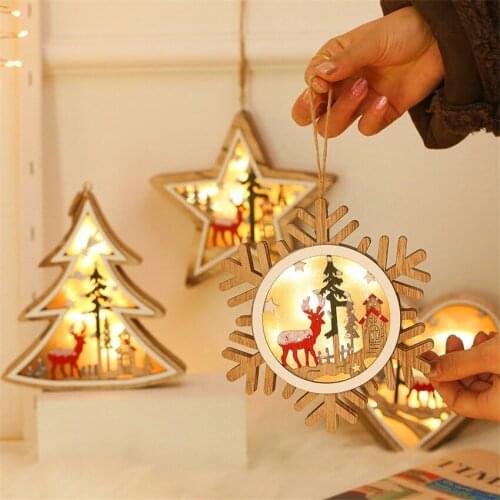Nordic Handmade Wood Star Small Night Lights Christmas Deer Lamp Childrens Room Bedroom Girl Gift Decorative Battery Night Lamp