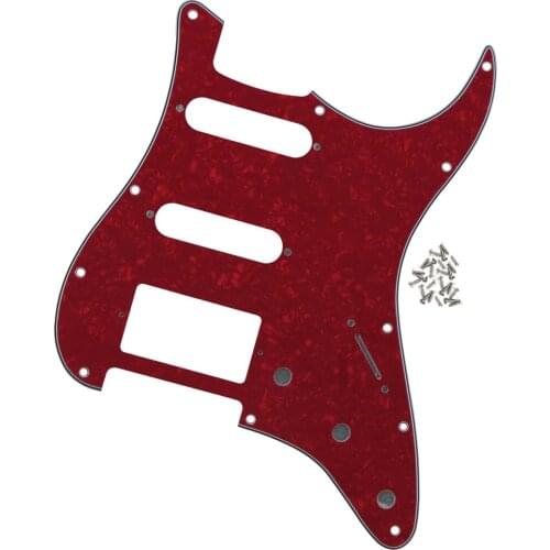NEW SSH Electric Guitar Pickguard Scratch Plate 4Ply 11 Holes for American/Mexican FD ST Style Guitar, Red Pearl