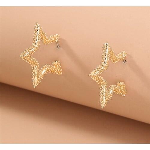 New Fashion Exaggerated Hemp Ball Pentagram Earrings Personality Charm Jewelry Woman Creative Valentines Day Gift Wholesale