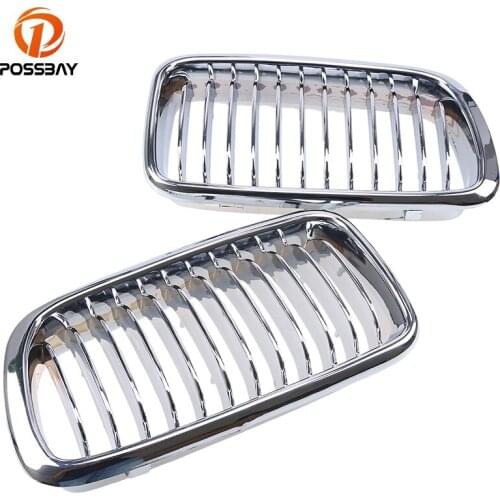 POSSBAY Chrome Front Center Kidney Grill Grille for BMW 7-Series E38 725tds/728i/730d/L7 Sedan 1994-2001 Exterior Accessories