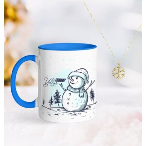 Personalized Christmas Happy Birthday Blue Mug and Snow Them Kolye-18