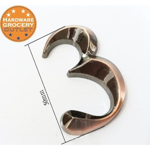 Plastic Golden House Number Door Address 3D Digits Numeral Plate Plaque Sign Sticker With Self-Adhesiv For Gate Room Waterproof