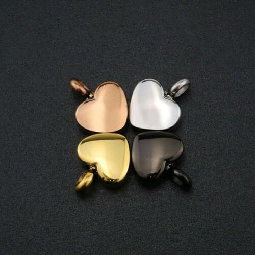 12x15MM Silver Rose Gold Black Plated Tiny Heart Stainless Steel Ash Canister Cremation Urn Wish Vial Pendant Prayer 1130005