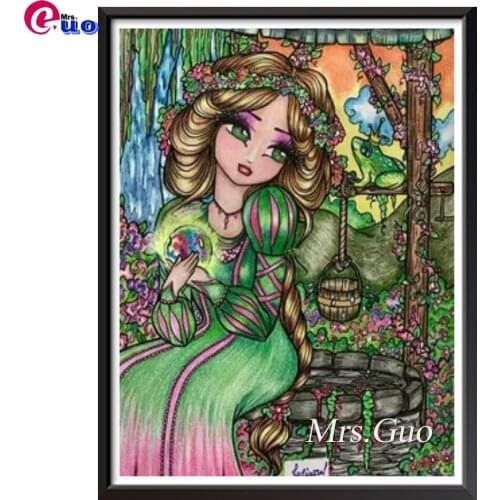 Full Diamond Painting Cross Stitch Girl With Green Eyes Diamond Mosaic Cartoon Fairy Embroidery Handmade New Arrival Home Decor