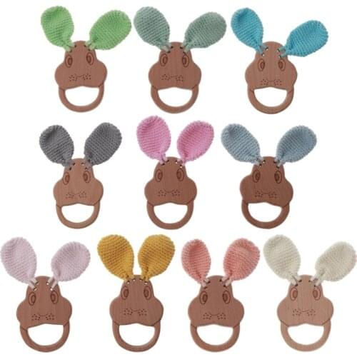 1PC Baby Teether BPA Free Beech Wooden Rattle Toys Wood Teething Rodent Chew Play Gym Montessori Stroller Toy