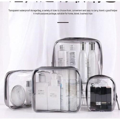 PVC cosmetic bag transparent waterproof 2020 new large-capacity portable travel packaging wash storage bag set