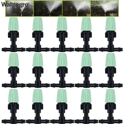 Garden Adjustable Drip Irrigation Misting Nozzle Dripper Sprayer Atomizing Watering Sprinkler w/ 1/4'' Hose Flat Tee Connector