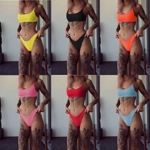 Sexy Spaghetti Strip Mini Bandeau Bikinis Women Push Up Brazilian Micro Bikini Set Swimwear Thong Bathing Suit Female Biquini