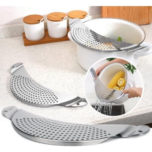 Pan Pot Strainer Stainless Steel Pasta Spaghetti Practical Draining Tool Pot Strainer Pan Drainer for Home Kitchen Easy Draining