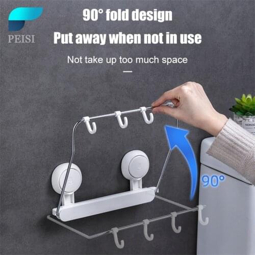 PEISI Stainle Steel Bathroom Folding Washbasin Storage Rack Wall-Mounted Toilet Basin Rack Household Bathroom Accessories Set