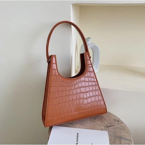 2021 Trendy Stone Pattern Shoulder Bag Women PU Leather Handbag Large Capacity Handle Bag Casual Armpit Bag Lady Purse Bolso