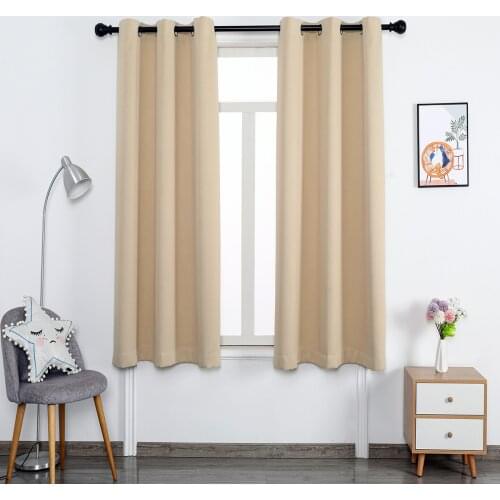 Blackout Blinds Curtains For Living Room Modern Grommet Window Treatment Solid Colour Thermal Insulated Drapes Home Decoration