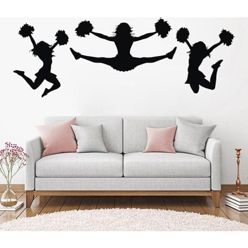 I Cheer Wall Decal Sports Girl Cheerleader Sport Wall Decals Vinyl Stickers Teens Nursery Baby Room Home Decor Design Mural C336