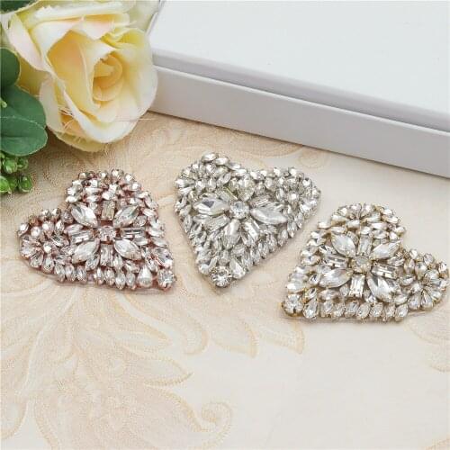 YANSTAR（30pcs）DIY Heart-shaped Rhinestone Applique Patch Applique Crystals Patch Rhinestone Sewing For Shoes Wedding decoration