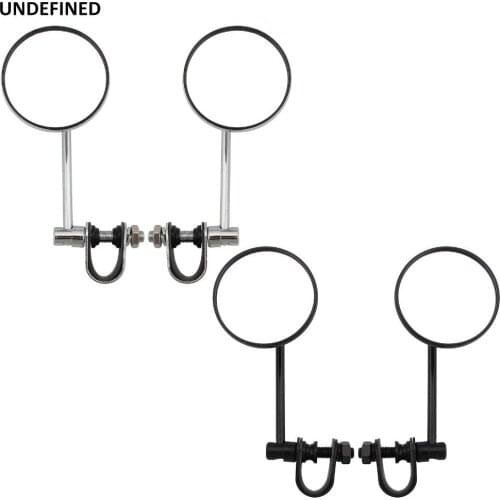 3" Adjustable Motorcycle Handle Bar End Mirror Stem Round Rearview Mirrors For Harley Dyna Bobber Chopper Old School 1982-2018