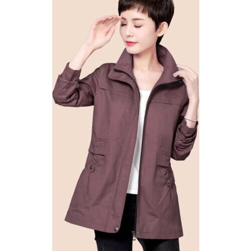 2020 Spring Autumn Womens Jacket And Coat Large Size Casual Cotton Tops Middle-aged and elderly Female Windbreaker Outweat Y377