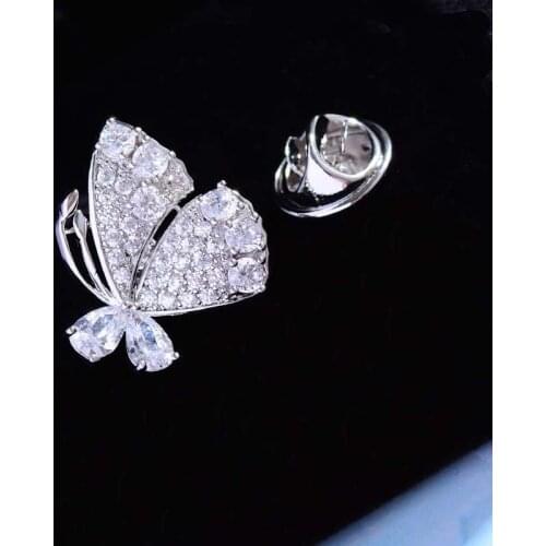 Mini New Cubic Zirconia Butterfly Brooches for Women Men Lapel Pin Bijoux Accessories Luxury Crystal Xmas Jewelry Mujer broche