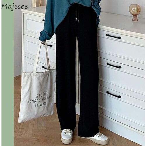 Pants Women Ladies Streetwear Ulzzang Straight Solid Students Clothes All-match Simple Fashion Full Length Trousers Streetwear