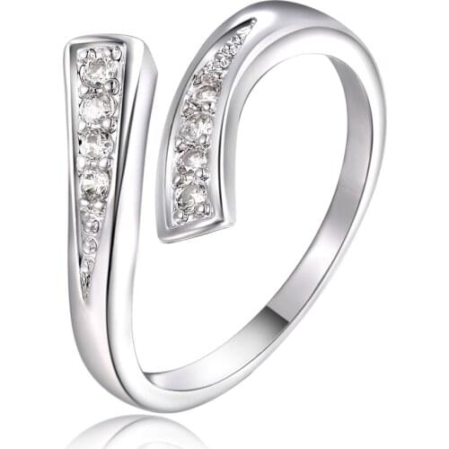 NEW 925 Sterling Silver AAA Zircon Opening Ring For Women Fashion Wedding Engagement Party Charm Jewelry