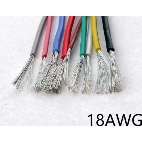 1M UL3239 Flexible Silicone Wire 18AWG Insulated Tinned Copper Electrical Cable Silica Gel Soft Heatproof DIY Core Test Line 3KV