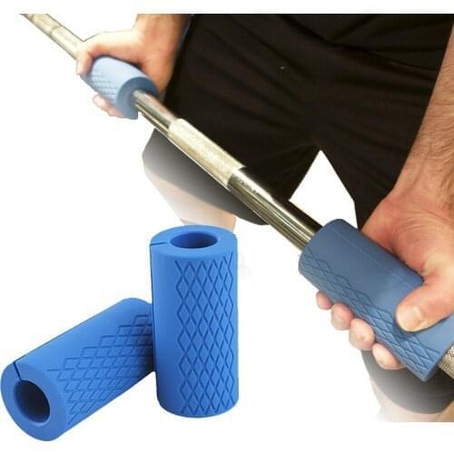 1 Pair Barbell Dumbbell Grips Thick Bar Handles Silicone Anti-slip Protect Pad Pull Up Weightlifting Grip Support