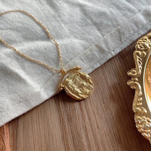 1pc Authentic 925 Sterling silver Gold dysmorphism Coin Pendant Necklace Gift TLX751