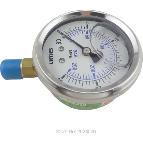 10 pcs of 1/4" BSP Radial connection Pressure gauge 25Mpa 250bar brass bar
