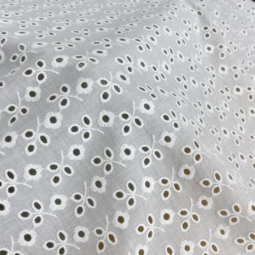 100%Cotton Cloth Small Flower Full Embroidered Lace Fabric Handmade DIY Clothes Accessories Width 135cm 1Yard