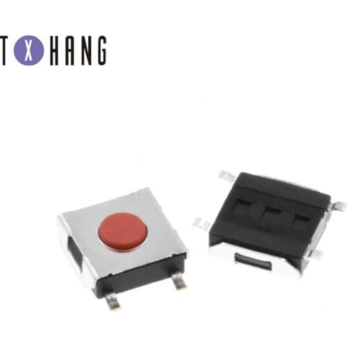 100Pcs 6*6*2.5mm 6*6*2.5H Tact Reset Switch Red Button 4Pins SMD-4 diy electronics