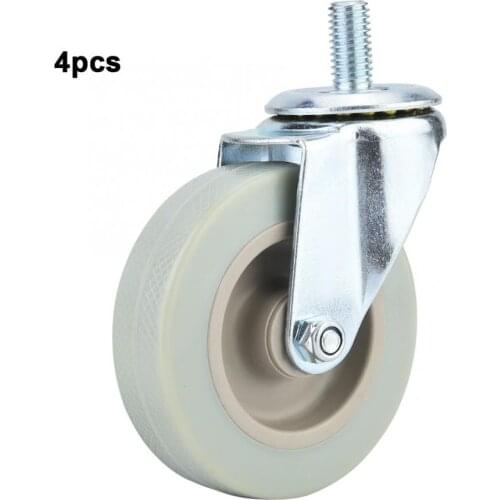 4Pcs 3 Inch Swivel Casters Wheels Replacement PVC Roller Wheel for Trolley Chair caster rubber wheel chair Furniture Hardware
