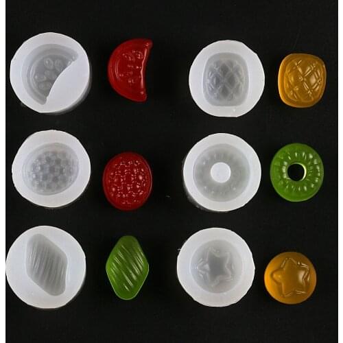 Facemile 6PCS Fruit Bread Silicone Pendant Mold Epoxy Resin Mould Jewelry Making Fondant Candy Chocolate Baking Tool Cake Decor