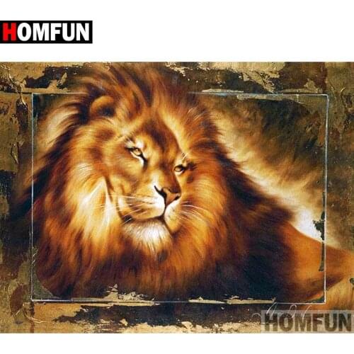 HOMFUN Full Square/Round Drill 5D DIY Diamond Painting "lion" Embroidery Cross Stitch 5D Home Decor A07806