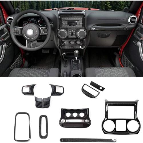 Car parts Carbon Fiber Interior Decoration Trim Kit Trim for Jeep Wrangler JK JKU 2011-2017 4 Door (10PCS)