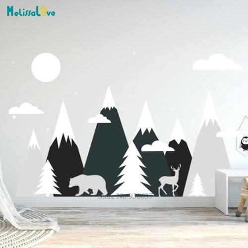 Big Size Mountains Wall Decal Baby Kids Nursery Room Adventure Theme Decor Playroom Removable Vinyl Wallpaper BA482-2