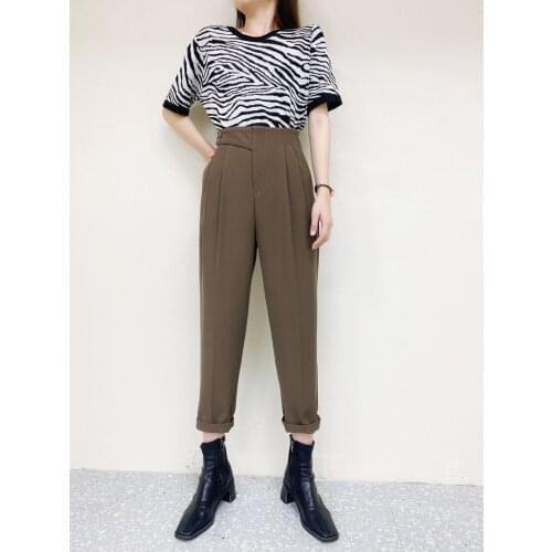 CX 2021 New Autumn Women Suit Pants Nine Minute Trousers High Waist Loose Little Feet Show Thin Turnip Pants Haroun Pants