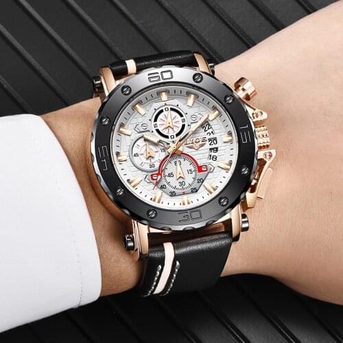 2021 Top Brand LIGE Men Watches Fashion Sport Leather Watch Mens Luxury Date Waterproof Quartz Chronograph Relogio Masculino+Box