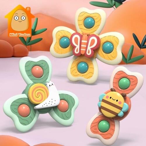 Baby Toy Insect Gyro Sucker Spinner Desktop Montessori Touch Sensory Spin Rattle Set Educational Fingertip Game For Infant Gift