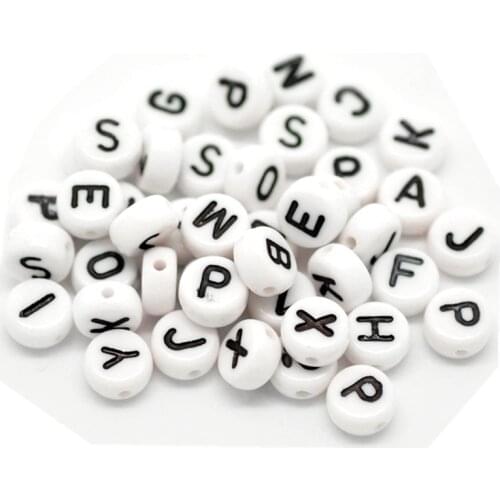 DoreenBeads Acrylic Spacer Beads Round Black At Random Alphabet/ Letter About 7mm Dia, Hole: Approx 1mm 50/60 PCs