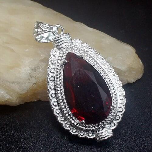 Gemstonefactory Jewelry Big Promotion 925 Silver Gentle Fashion Red Garnet Women Ladies Mom Gifts Necklace Pendant 20213580