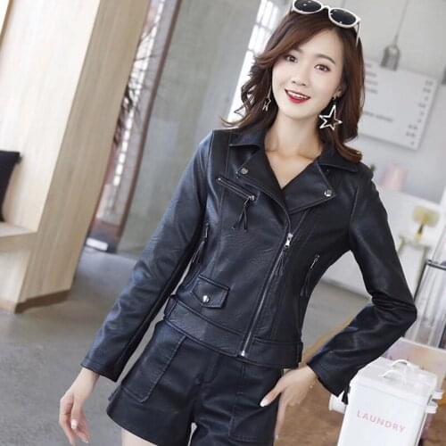 2020 New Autumn Women Pu Leather Jacket Woman Zipper Short Coat Female Black Punk Bomber Faux Leather Outwear spring Blazer