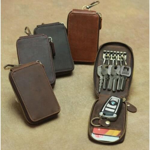 Hot genuine leather vintage style top layer cowhide creative casual men key wallets give friend the best gift